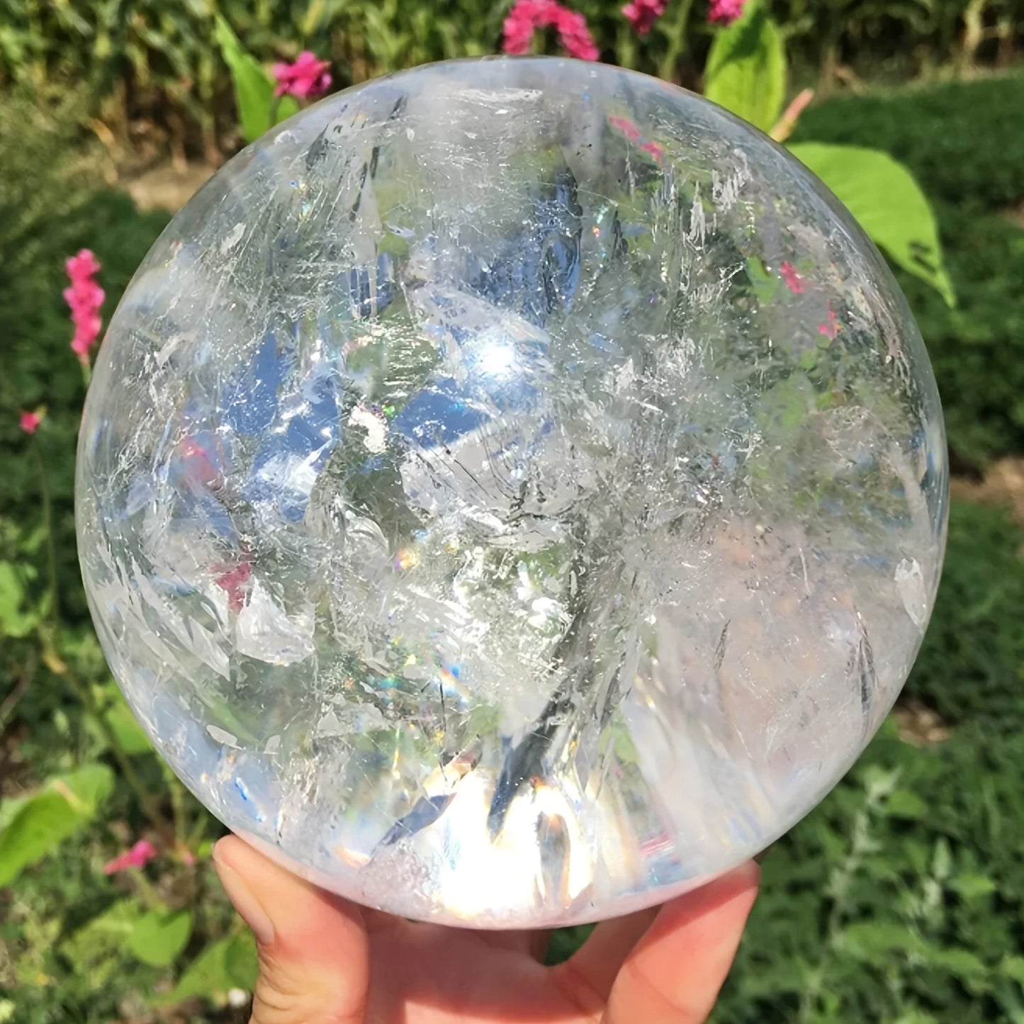 CrystalHola Quartz Sphere Polished Crystal Ball Home Decor Gift