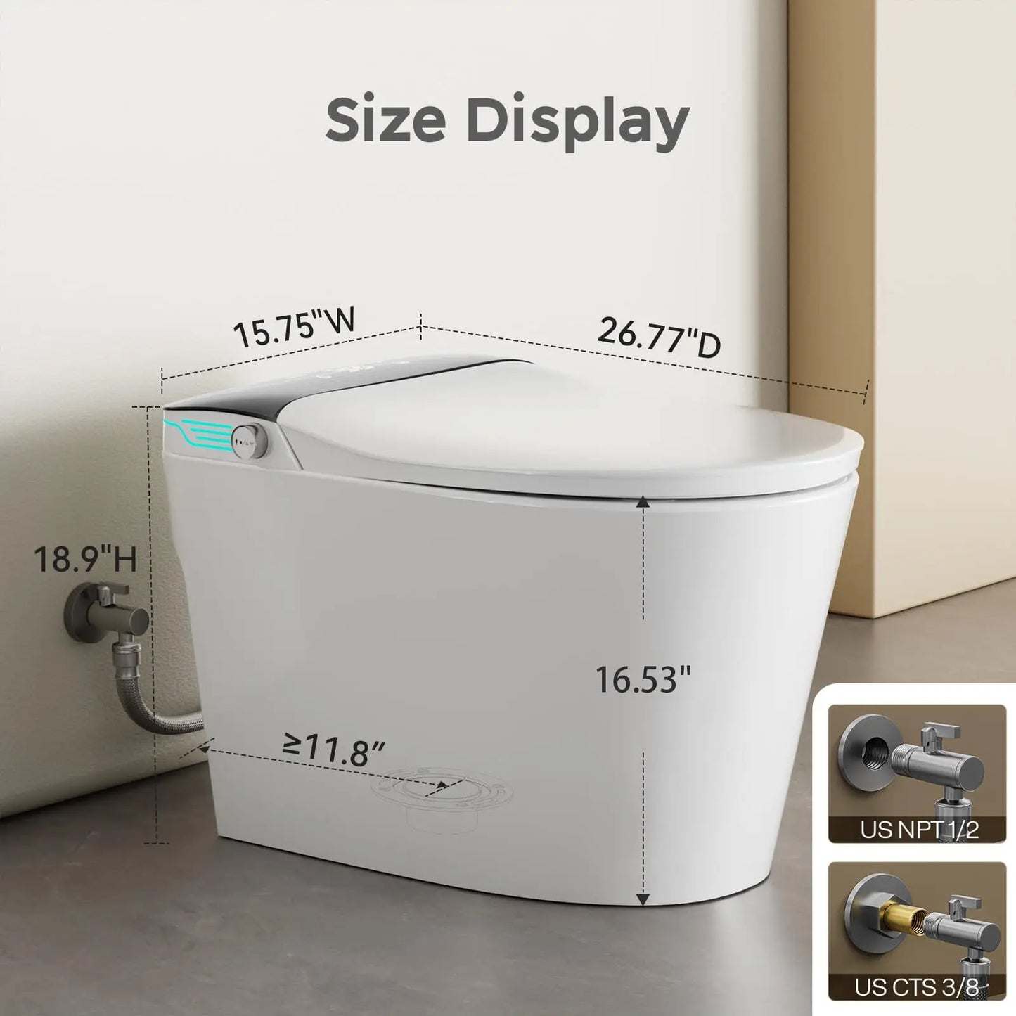 Buffer Smart Toilet With Built In Bidet And Dual Auto Flush