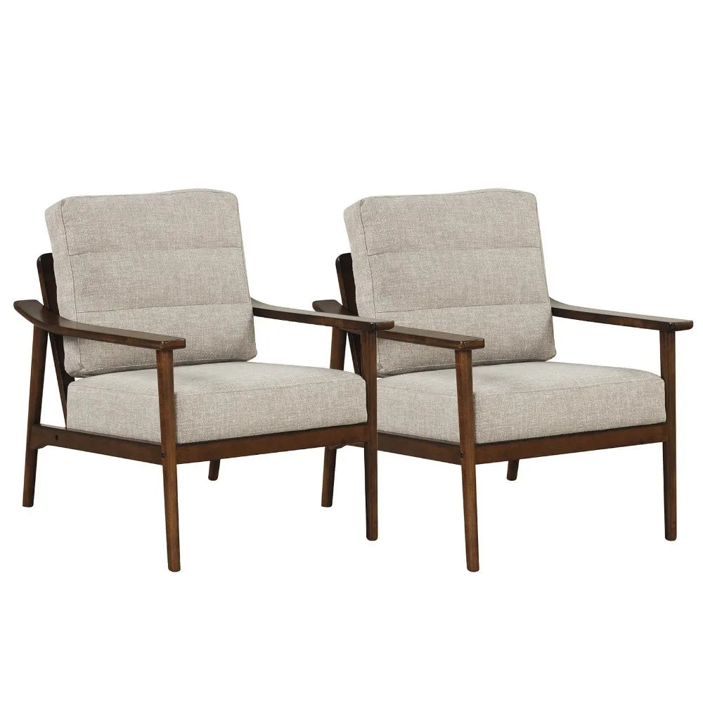 Modern Upholstered Accent Chair With Rubber Wood Armrests
