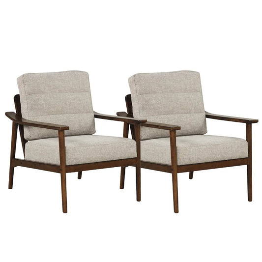 Modern Upholstered Accent Chair With Rubber Wood Armrests