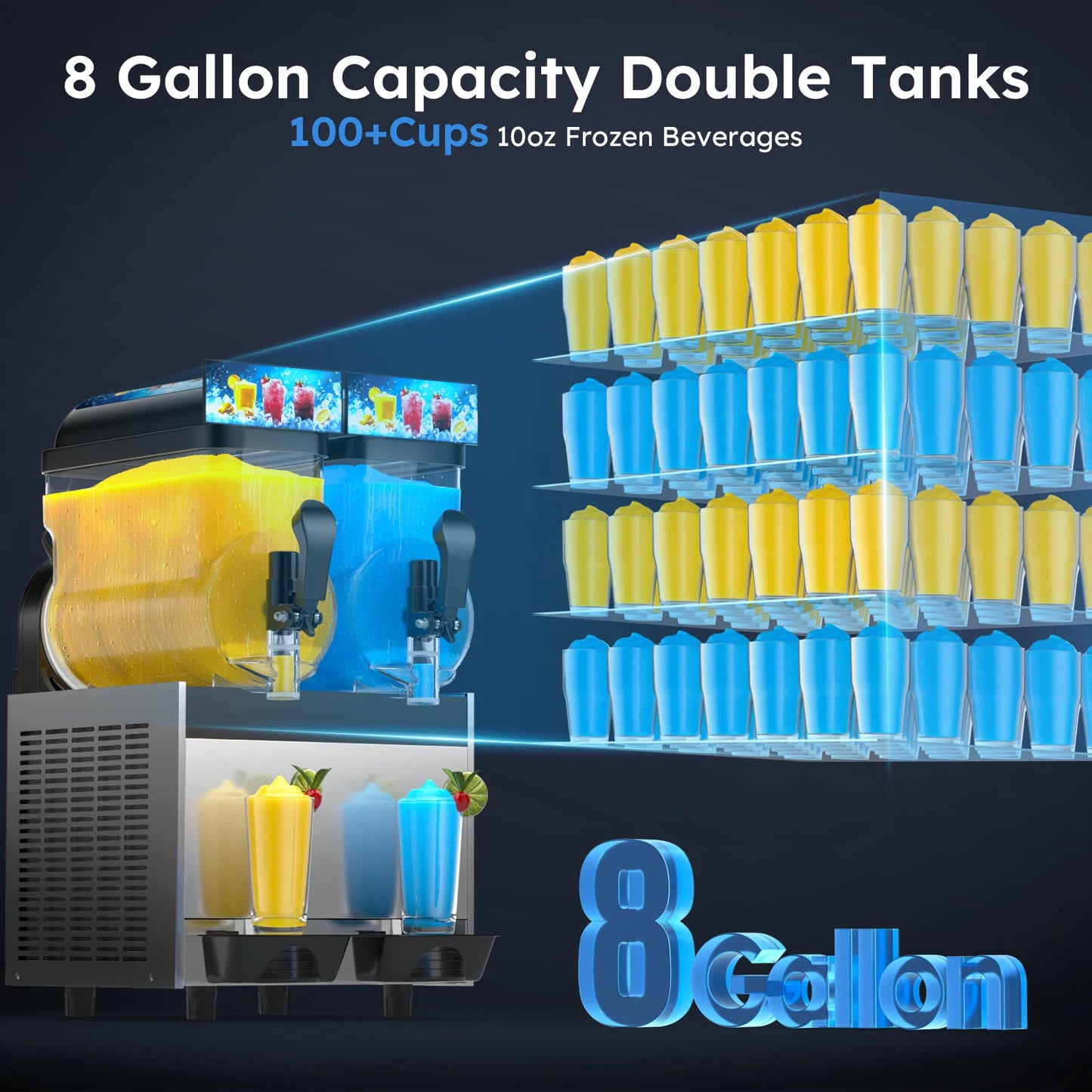 SHICUO Commercial Slushie Machine Two-Flavor Margarita Drink Maker