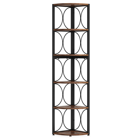 Tribesigns Tall Corner Bookcase 6 Shelf Storage Rack