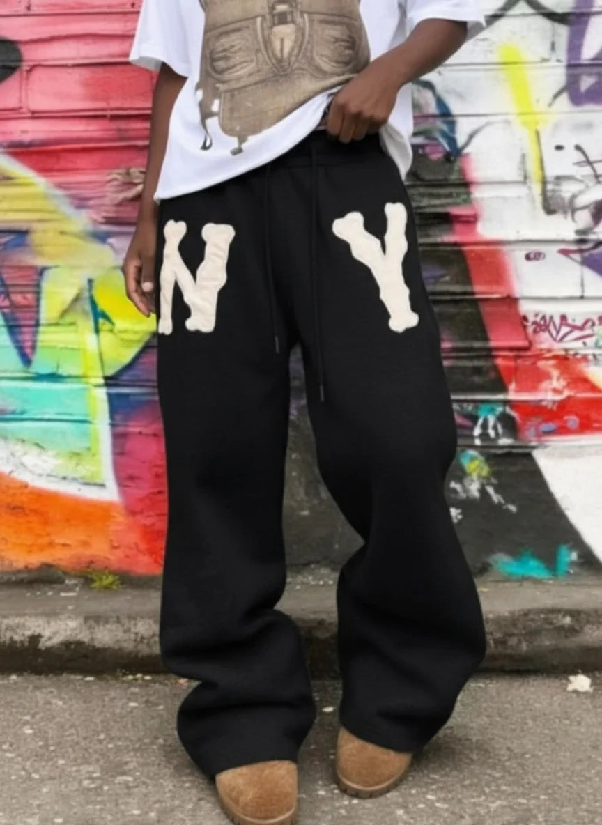 Couple Style Drawstring Sweatpants For Men With Embroidered Detailing