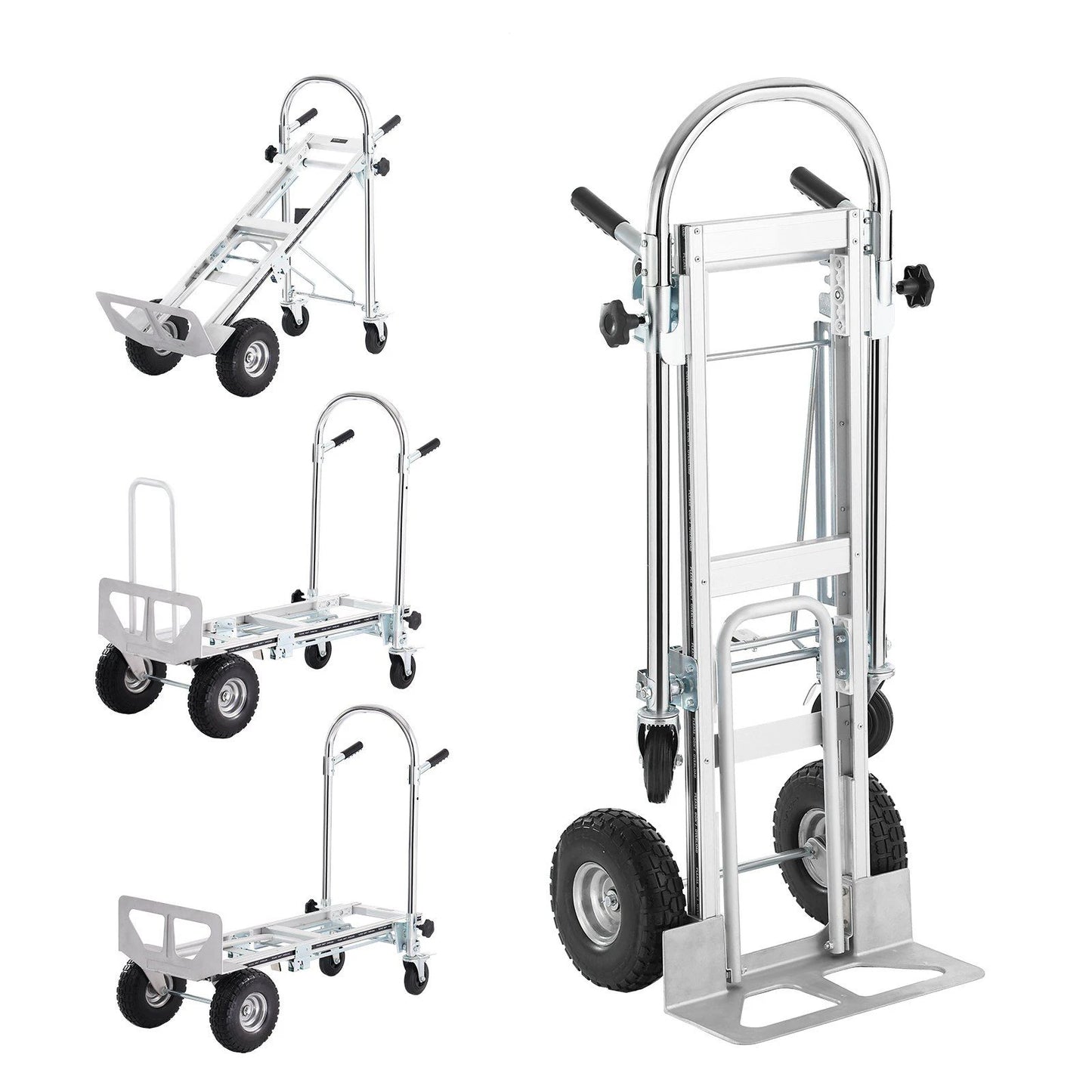 Aluminum Folding Hand Truck 4 In 1 Design 1000 Lbs Capacity Heavy Duty Collapsible Dolly Cart With Rubber Wheels