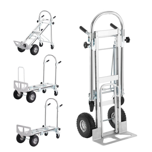 Aluminum Folding Hand Truck 4 In 1 Design 1000 Lbs Capacity Heavy Duty Collapsible Dolly Cart With Rubber Wheels