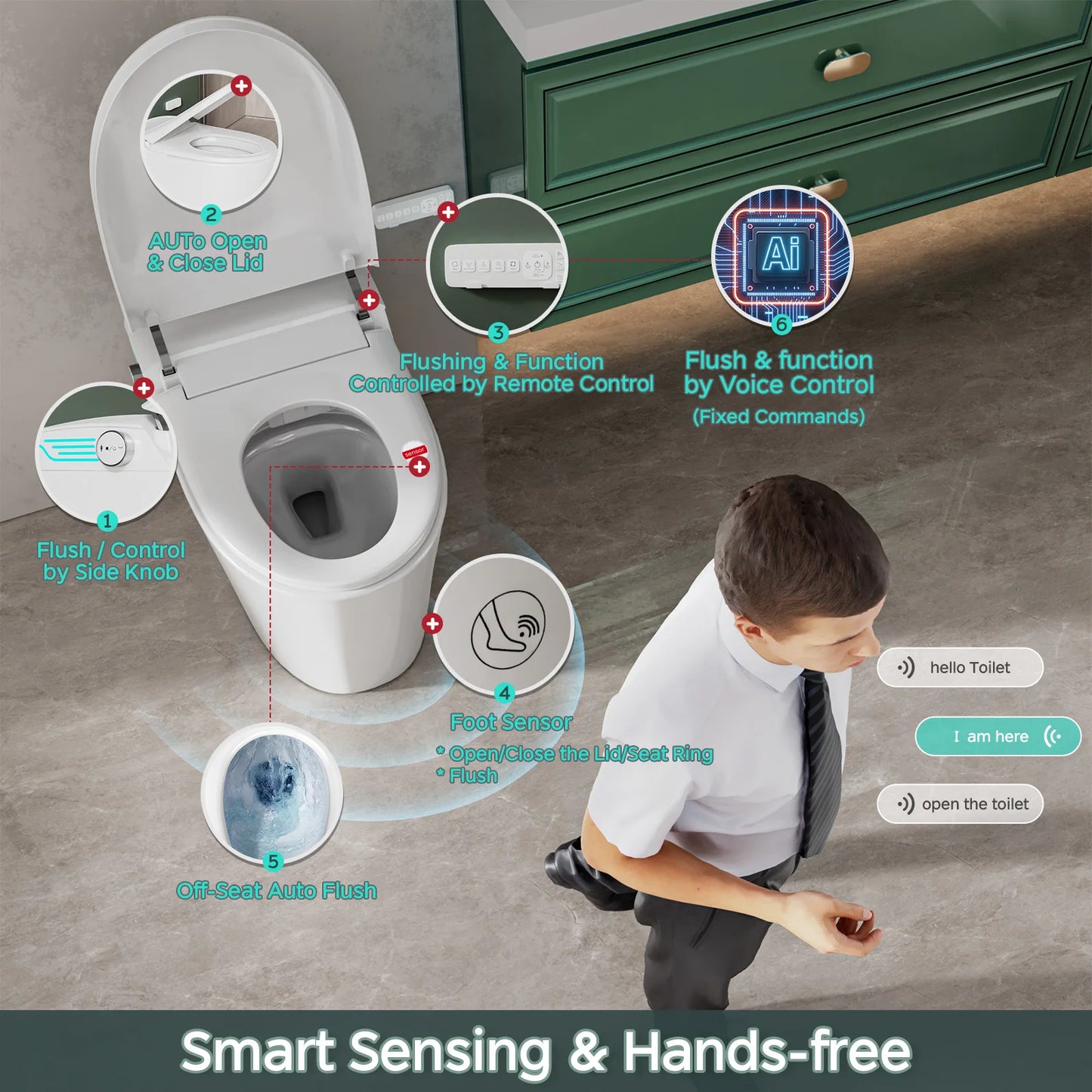 Buffer Smart Toilet With Bidet Auto Deodorization