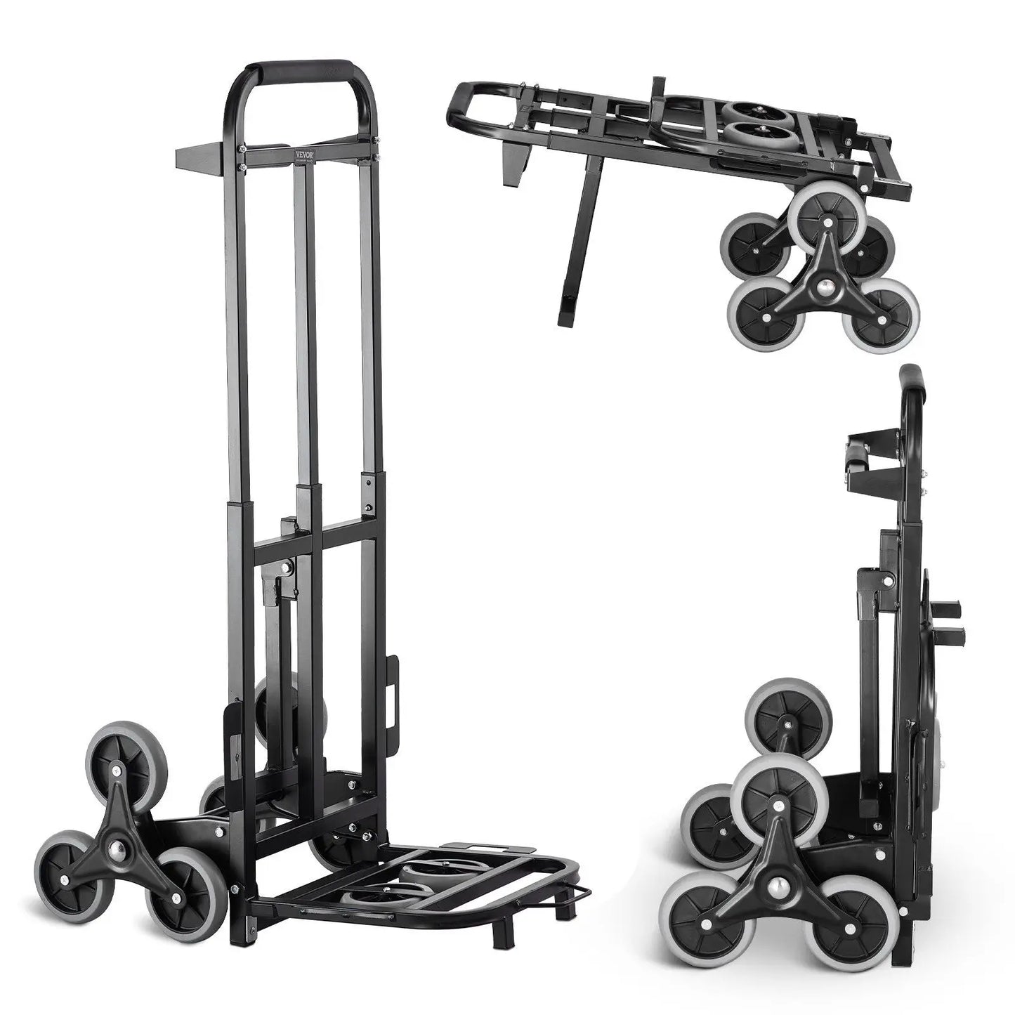 Stair Climbing Cart Heavy Duty Hand Truck Dolly With Adjustable Handle And Six Wheel Folding Design