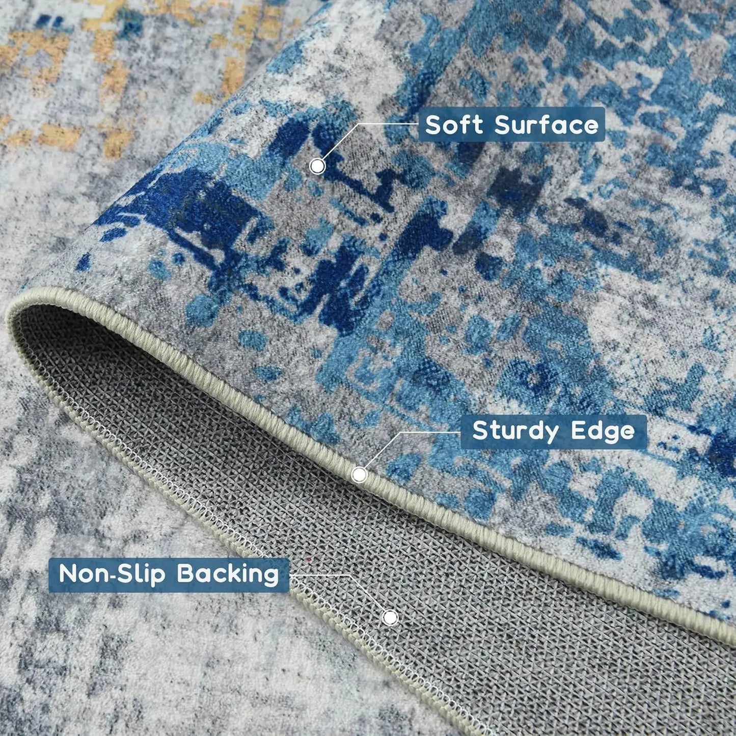 Noahas Abstract Area Rugs Boho Vintage Non Slip Machine Washable