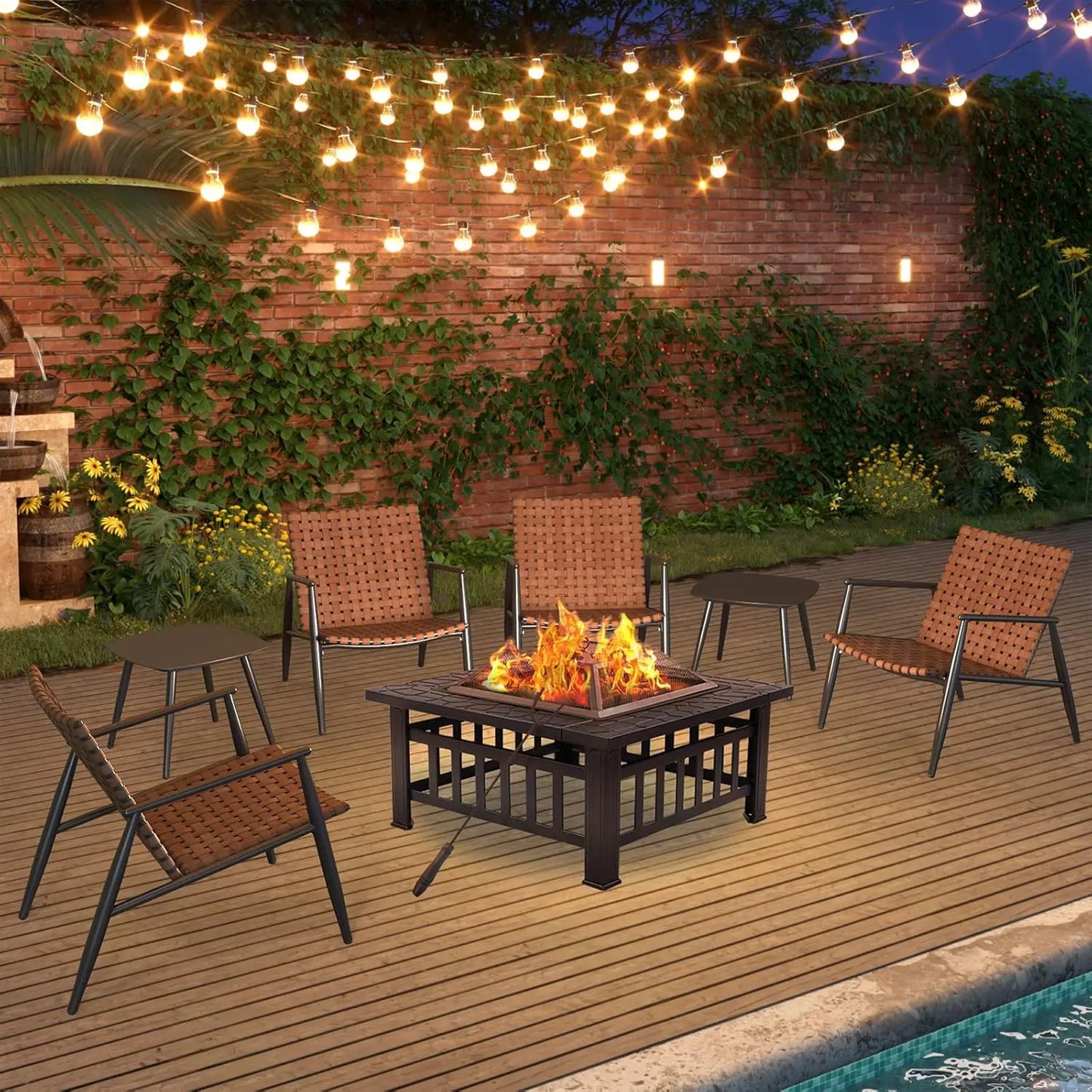 Grand Patio Leather Look Outdoor Wicker Furniture Set