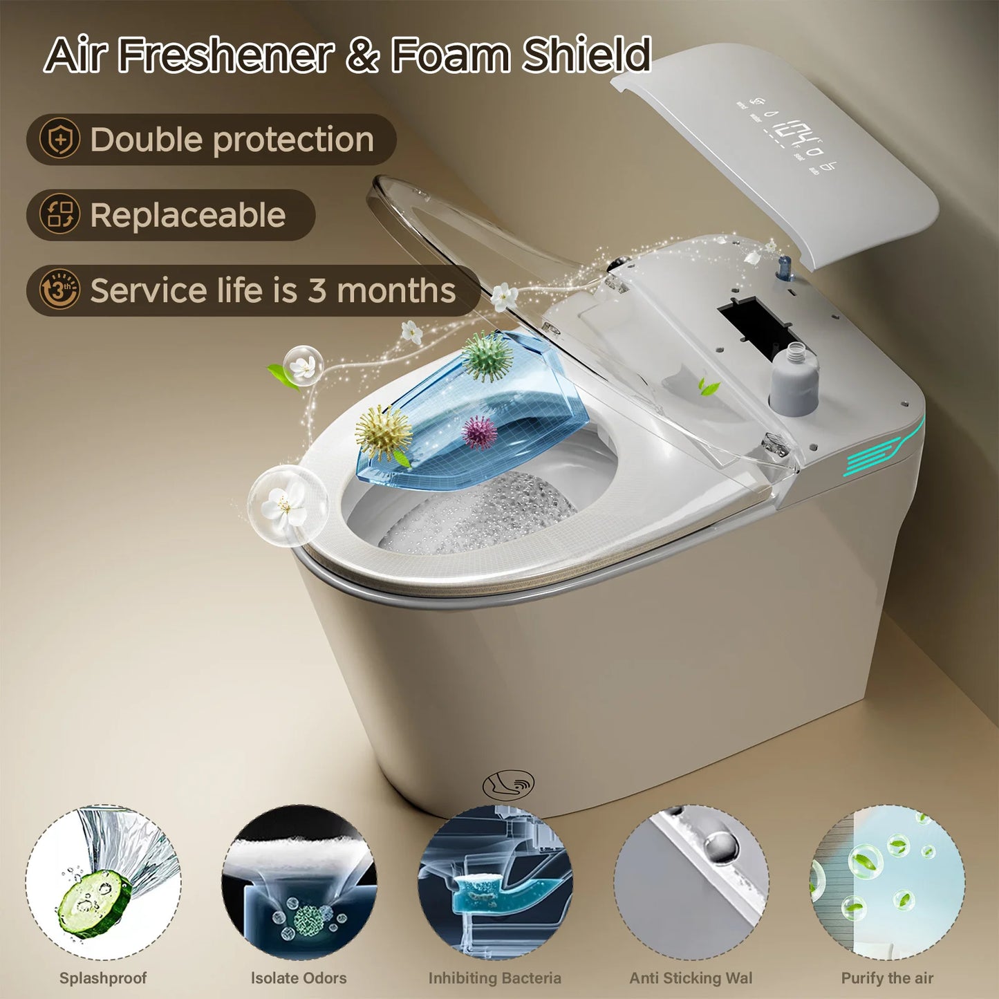 Buffer Smart Toilet With Bidet Auto Deodorization