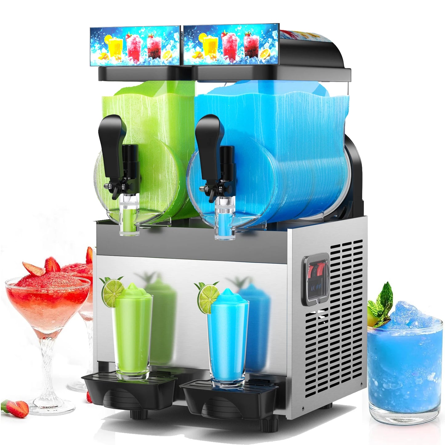 SHICUO Commercial Slushie Machine Two-Flavor Margarita Drink Maker