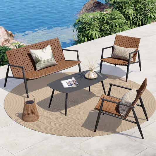 Grand Patio Leather Look Outdoor Wicker Furniture Set