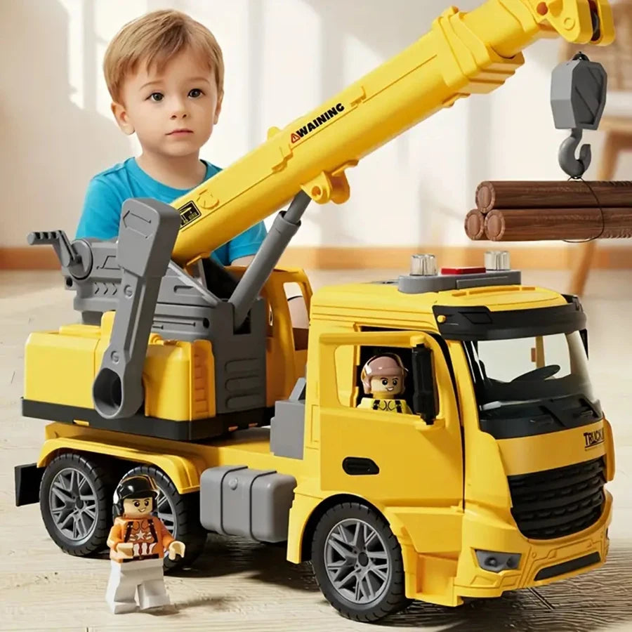 Diecast Construction Crane Truck Toy With Lights And Sounds