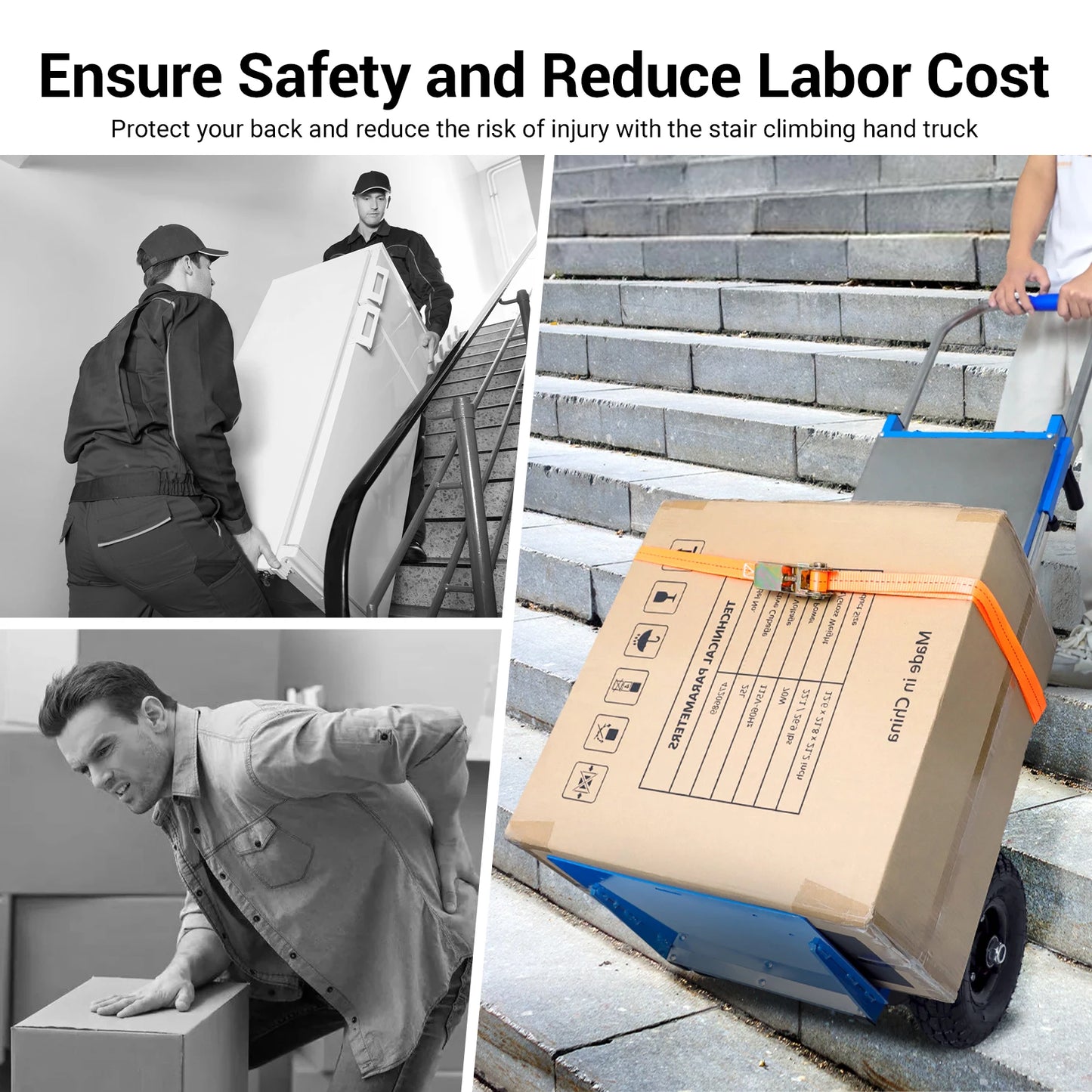 Charging Heavy Duty Electric Stair Climbing Hand Truck Dolly With 880lb Capacity