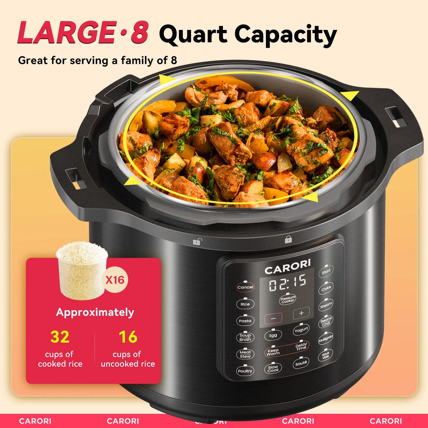 Carori 1200W Electric Pressure Cooker Multi Function Rice Steamer
