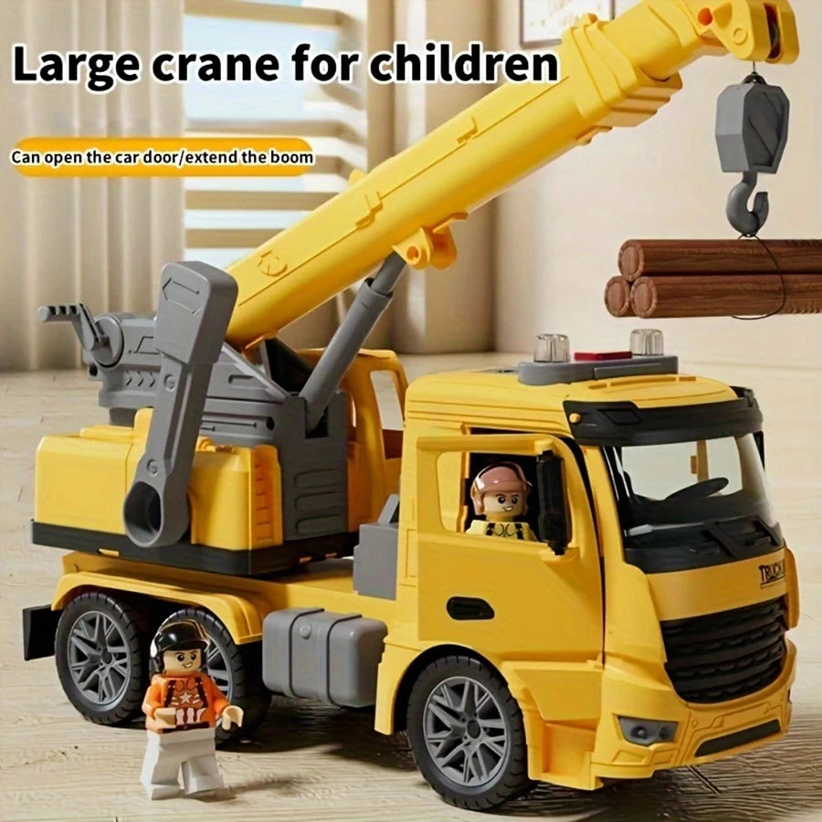 Diecast Construction Crane Truck Toy With Lights And Sounds