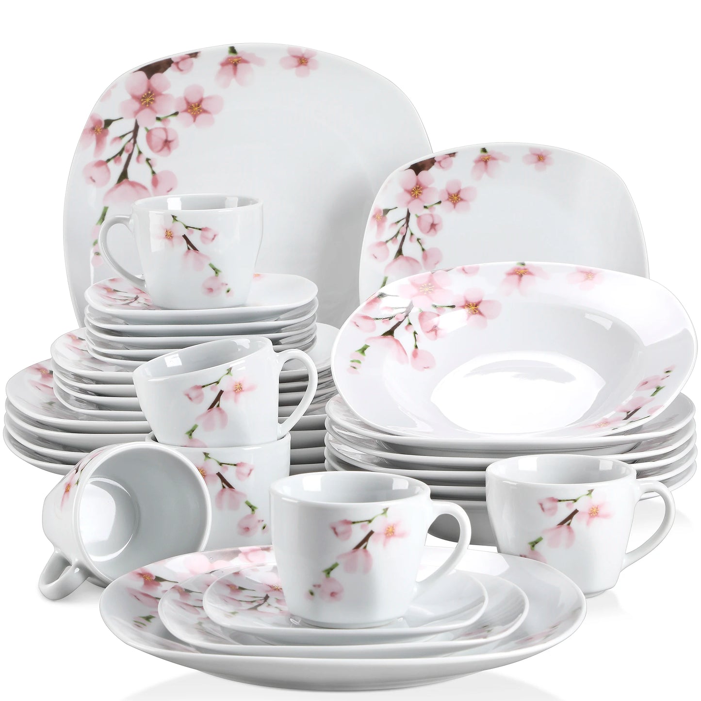 Malacasa Annie Porcelain Dinnerware Set Cups Saucers