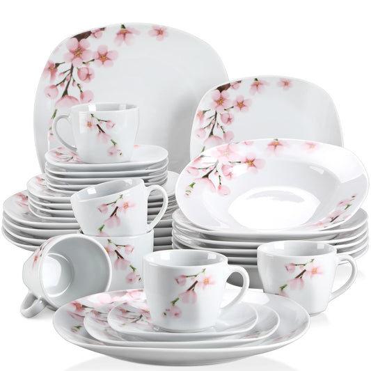 Malacasa Annie Porcelain Dinnerware Set Cups Saucers