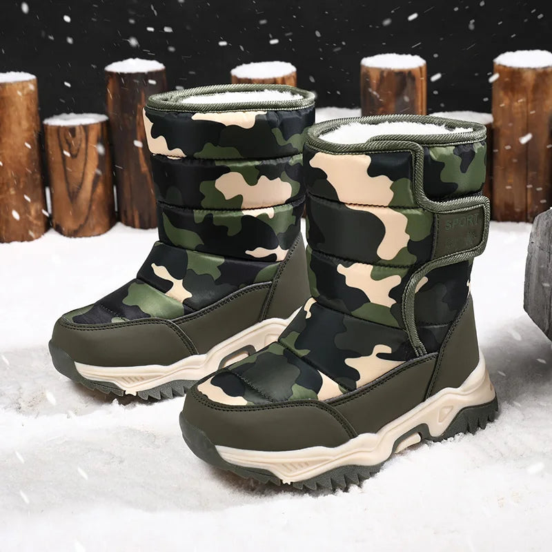 Unisex Plush Winter Snow Boots Waterproof Non Slip