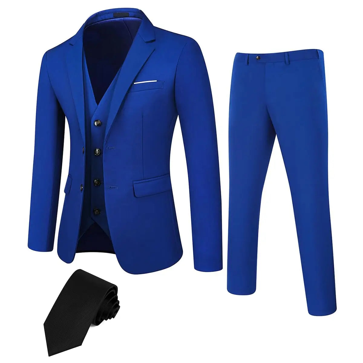 Men's Business Suit Set With Tuxedo Jacket And Trousers