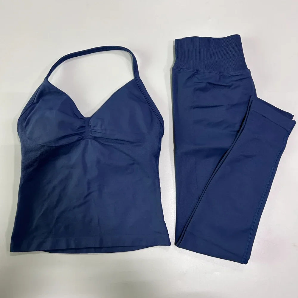 Seamless Gym Set Women Tank Top High Waist Leggings Workout