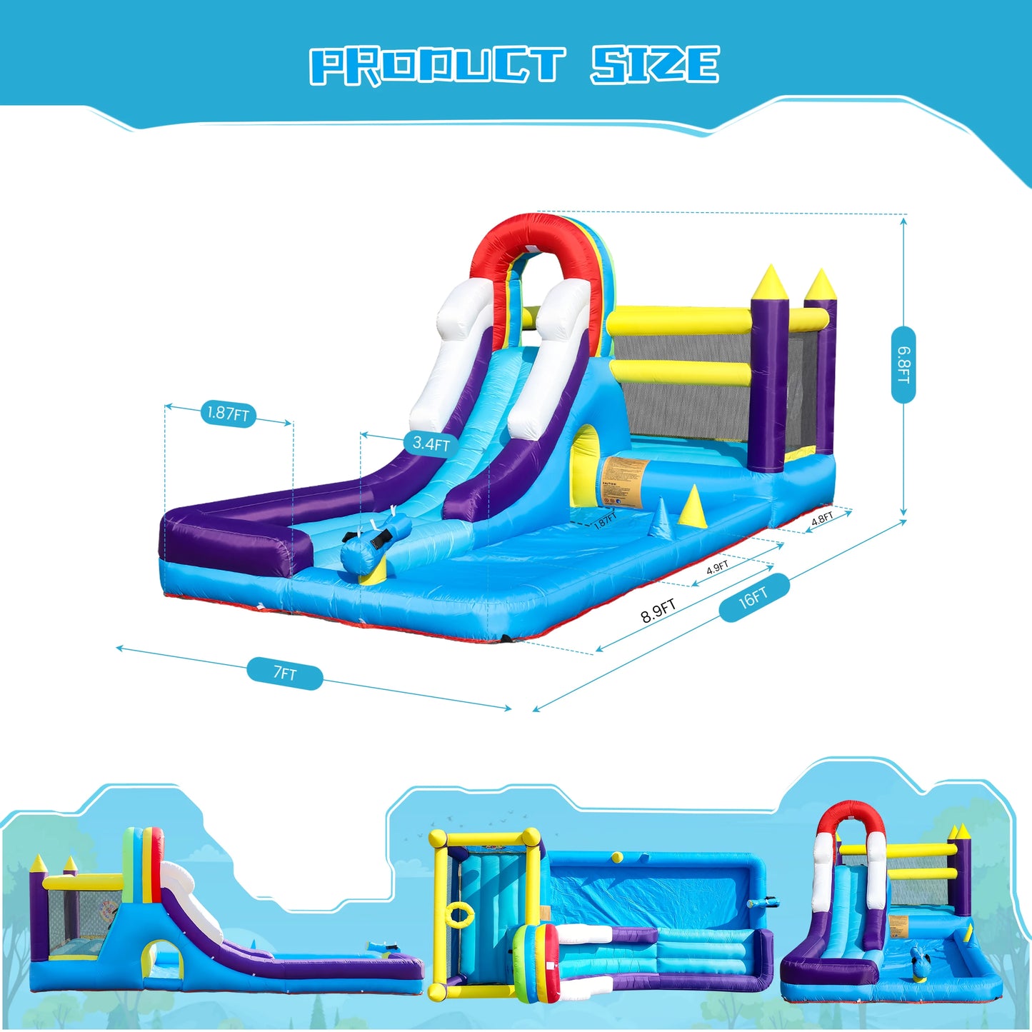 RTS Inflatable Water Slide Bounce House For Kids Party