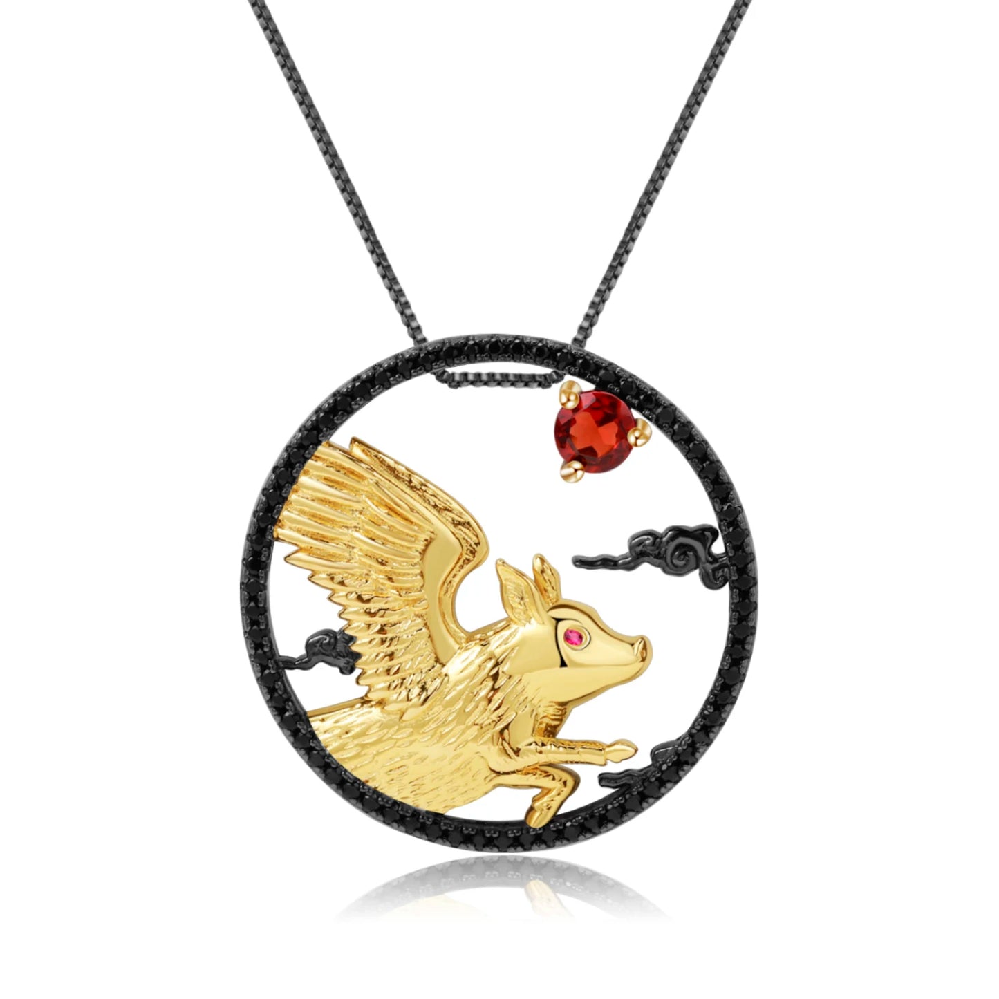 Gem's Ballet 925 Sterling Silver Dragon Pendant Necklace Topaz