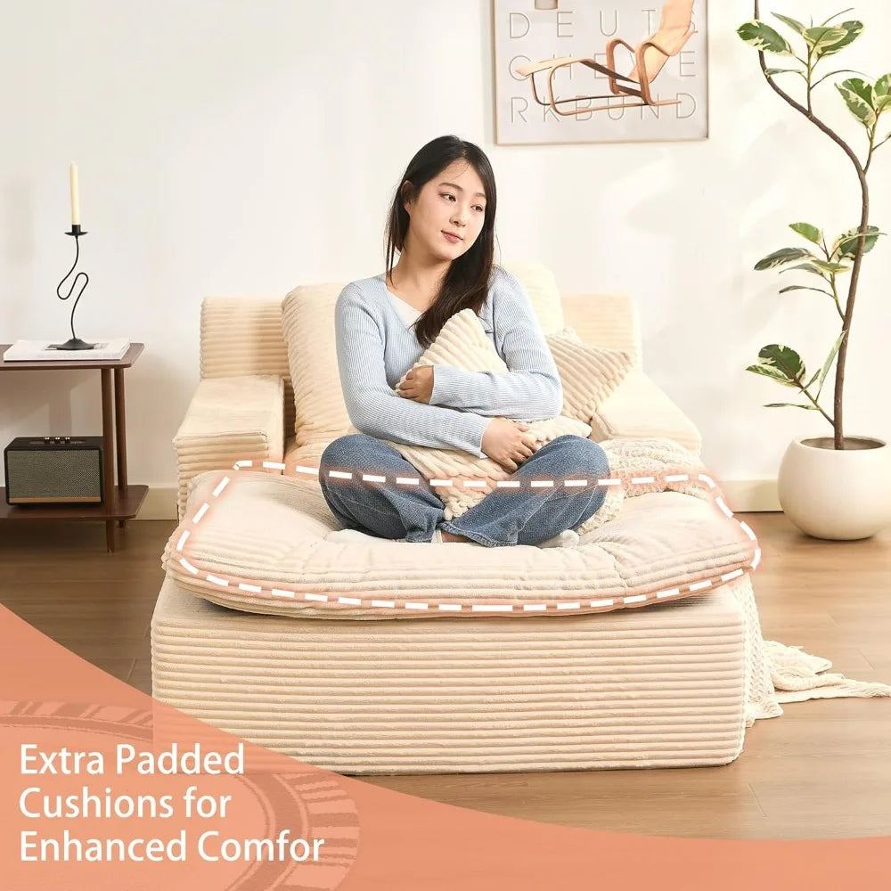 HUANZHUANG Chaise Lounge Chair Indoor Convertible Sleeper Sofa With Pillows