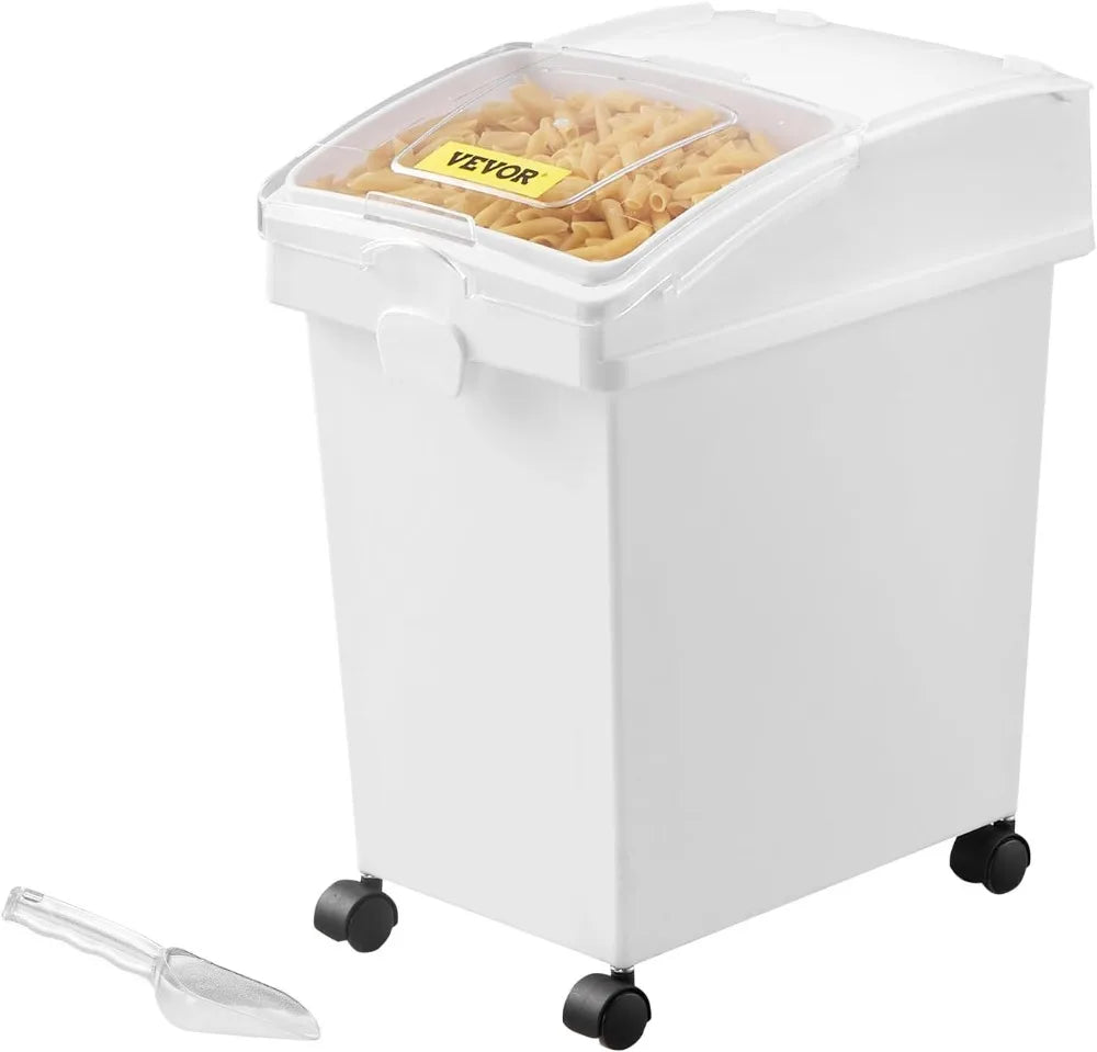 Ingredient Storage Bin Set With Wheels Sliding Lid And Scoop