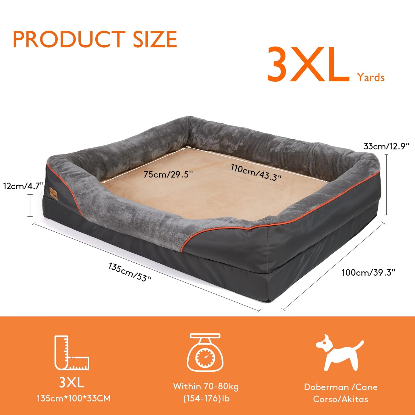 BINGOPAW Waterproof Dog Bed With Removable Washable Cover