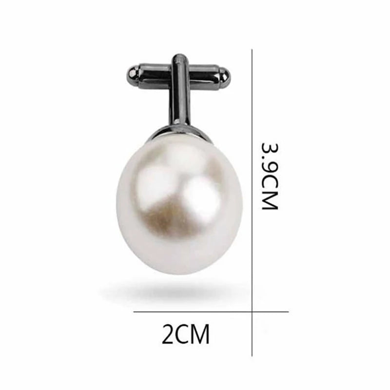 Round Simulated Pearl Beads Cufflinks For Men Wedding Gift