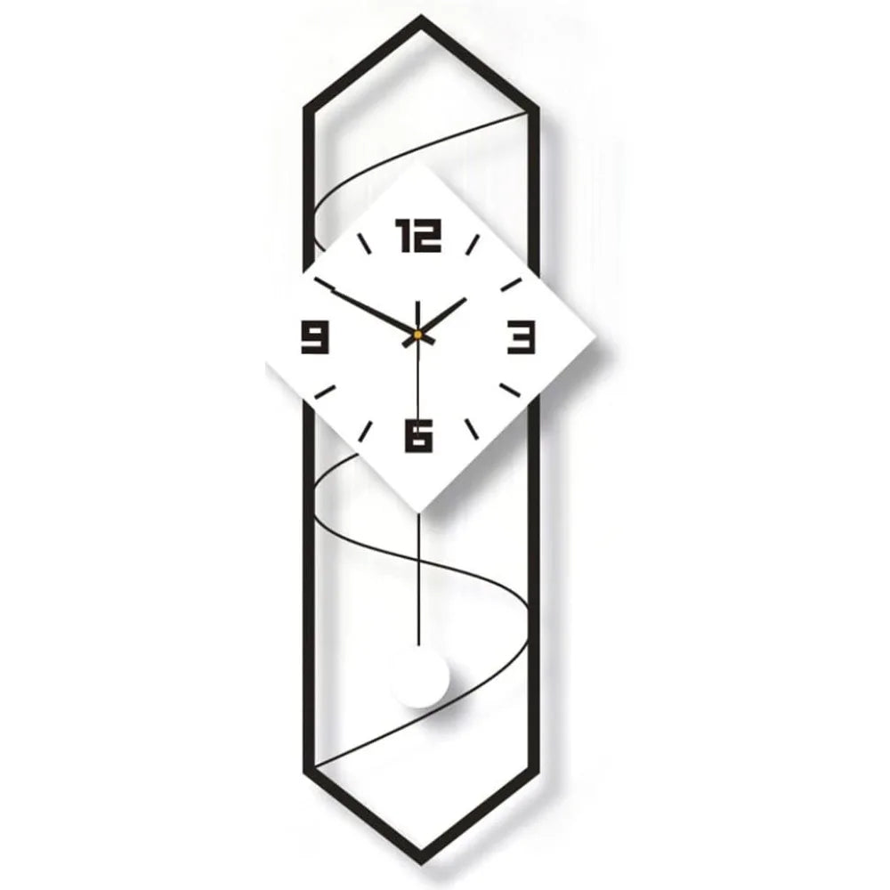 Quartz Silent Wall Clock Modern Metal Pendulum Decor
