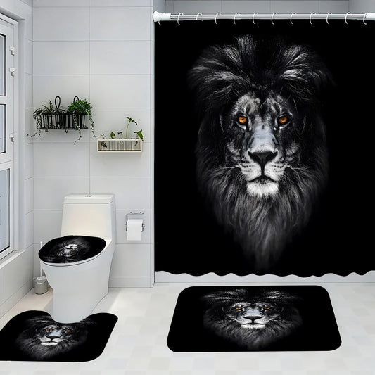 Craft of Weaving Four-Piece Bathroom Set With Waterproof Shower Curtain