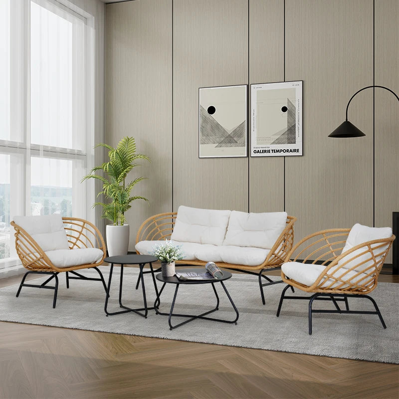 Grand Patio Boho Outdoor Wicker Furniture Set With Tables