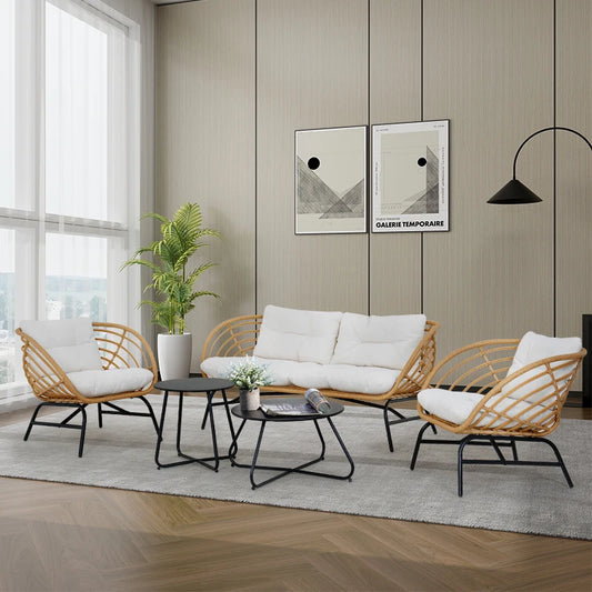 Grand Patio Boho Outdoor Wicker Furniture Set With Tables