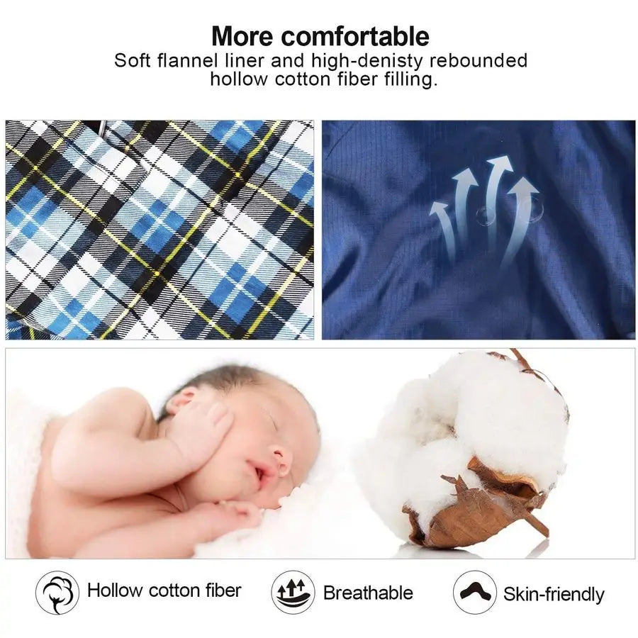 Cotton Flannel Sleeping Bag For Adults With Detachable Hood