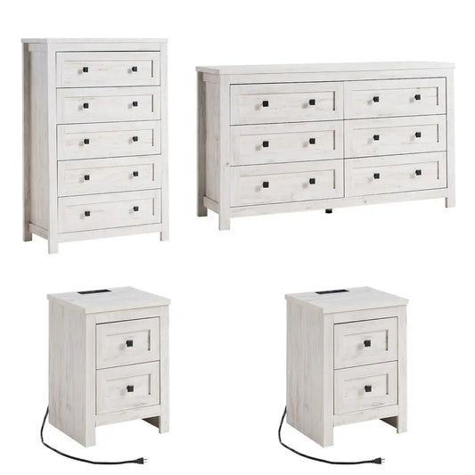 Farmhouse Bedroom Set With Dresser And Nightstands