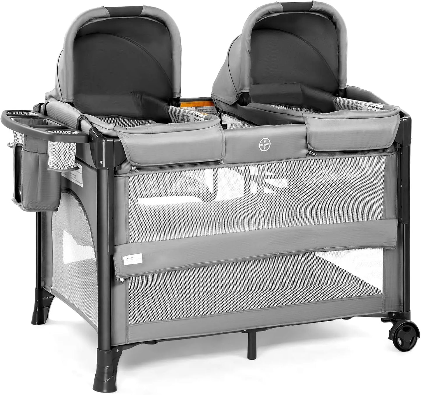 Baby Bedside Bassinet Sleeper Convertible to Playpen With Wheels