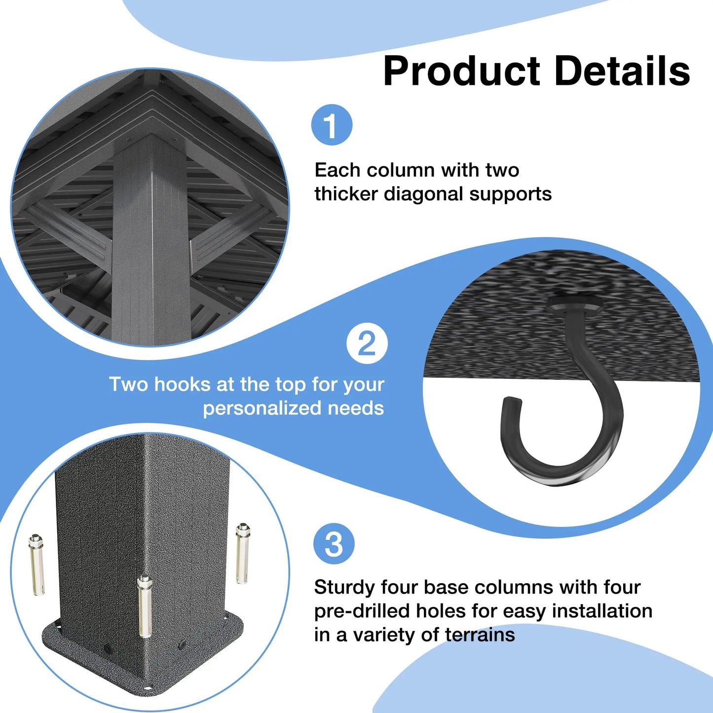Polar Aurora Hardtop Gazebo With Aluminum Frame And Netting