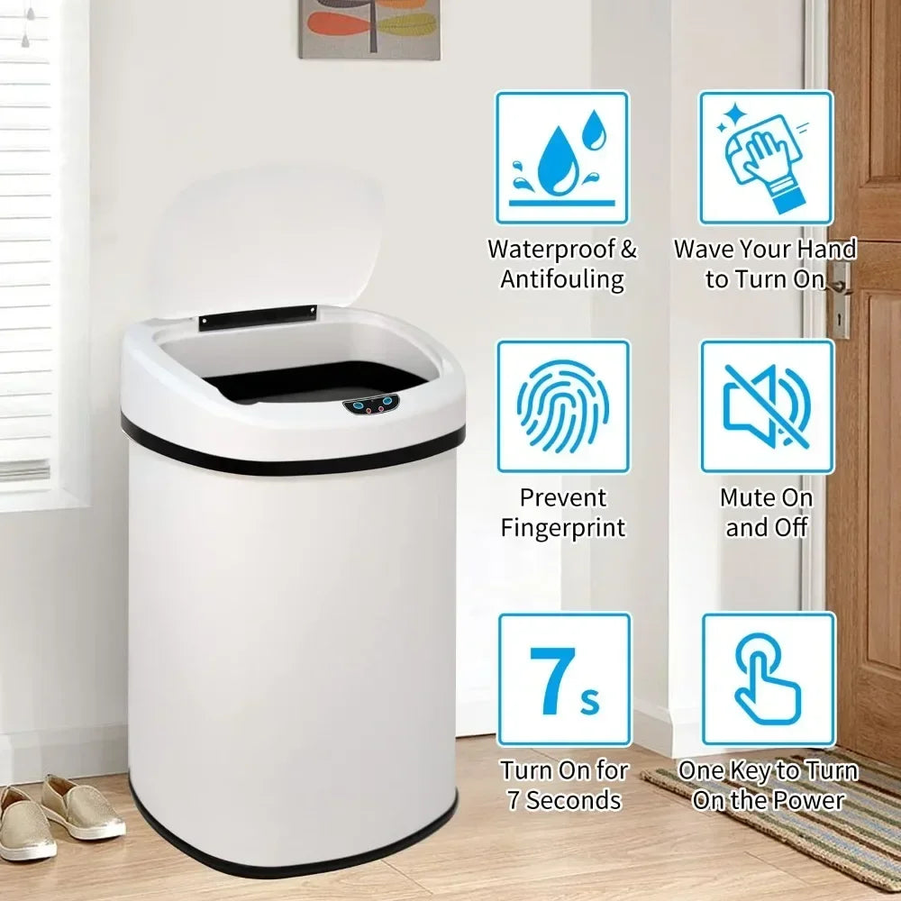 MOZHOU Stainless Steel Automatic Sensor Trash Can Kitchen
