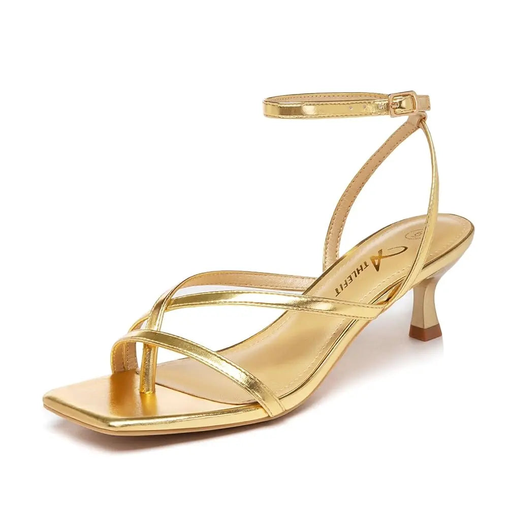 NONE Womens Strappy Kitten Heels Square Toe Sandals