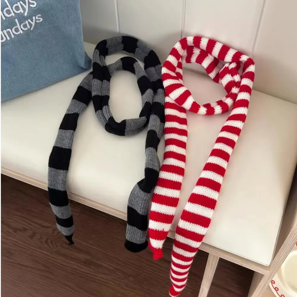 Harajuku Cotton Scarves For Women Stripe Long Neckerchief