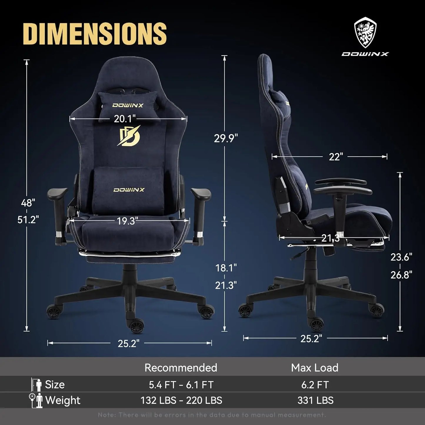 Dowinx Gaming Chair With Massage Lumbar Support For Adults Ergonomic