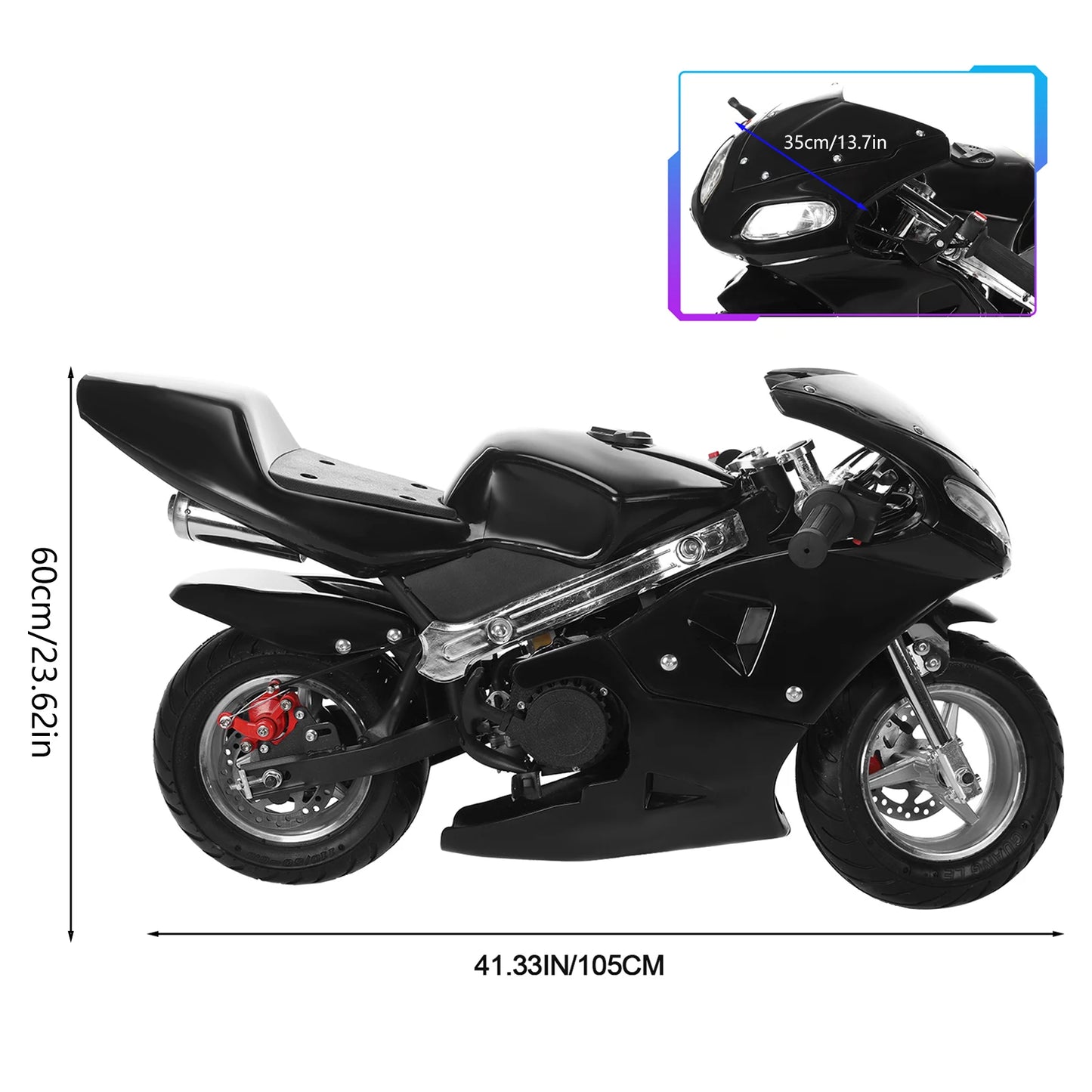 Pocket Gas Motorbike 49cc 2-Stroke With Dual Headlights