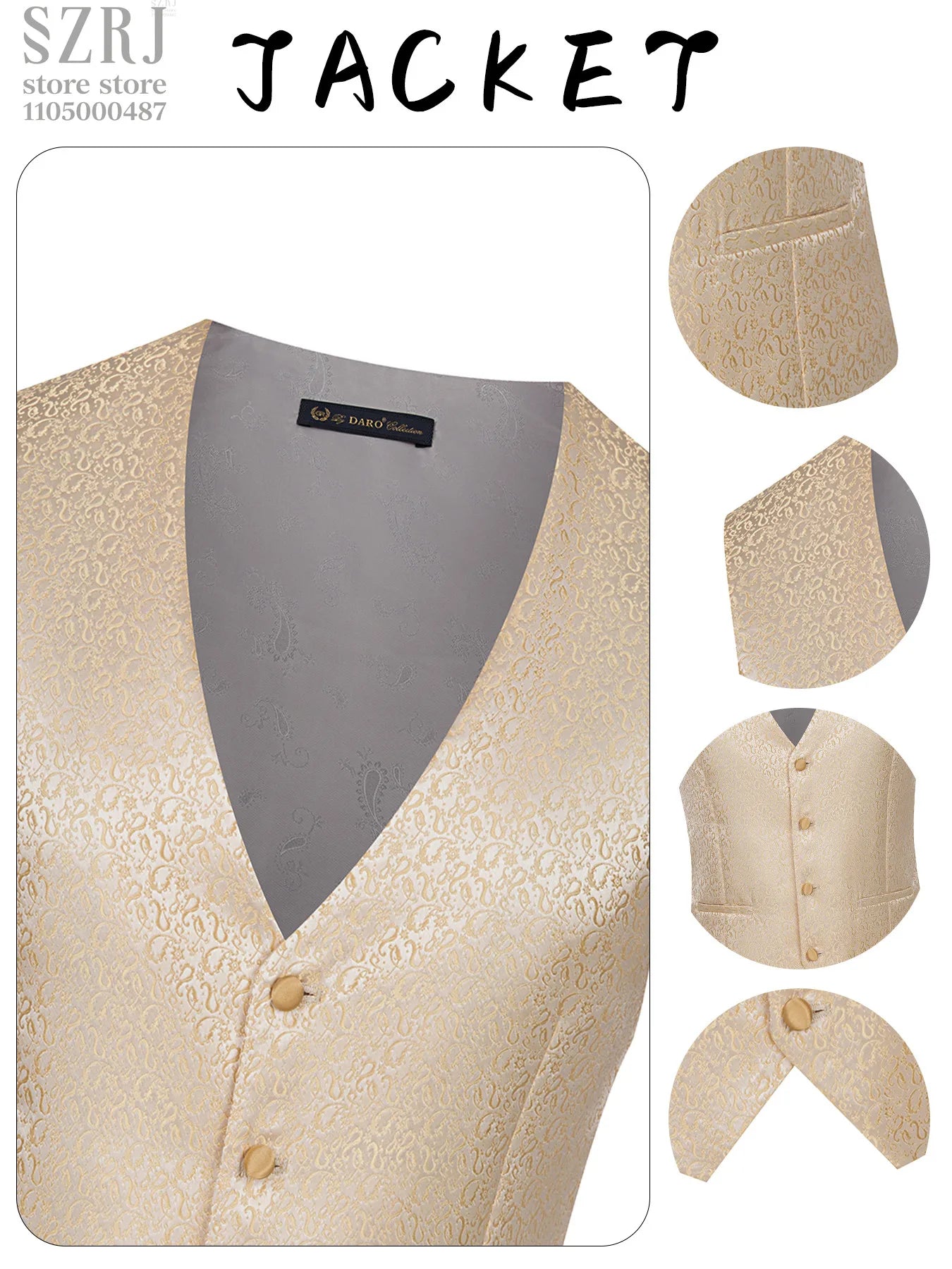 Men's Floral Three Piece Tuxedo Suit With Double Breasted Vest