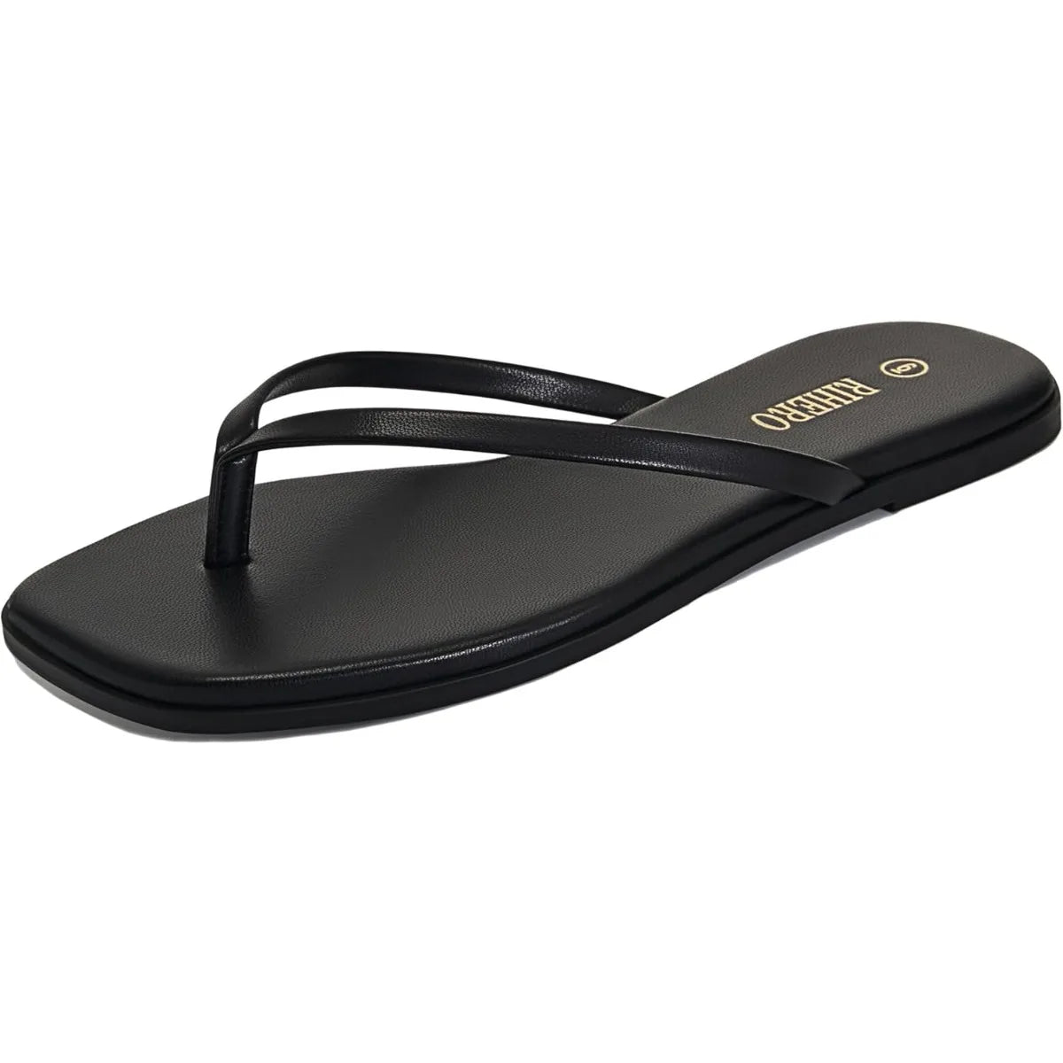 Womens Leather Thong Sandals Square Toe Slip On Beach Dressy