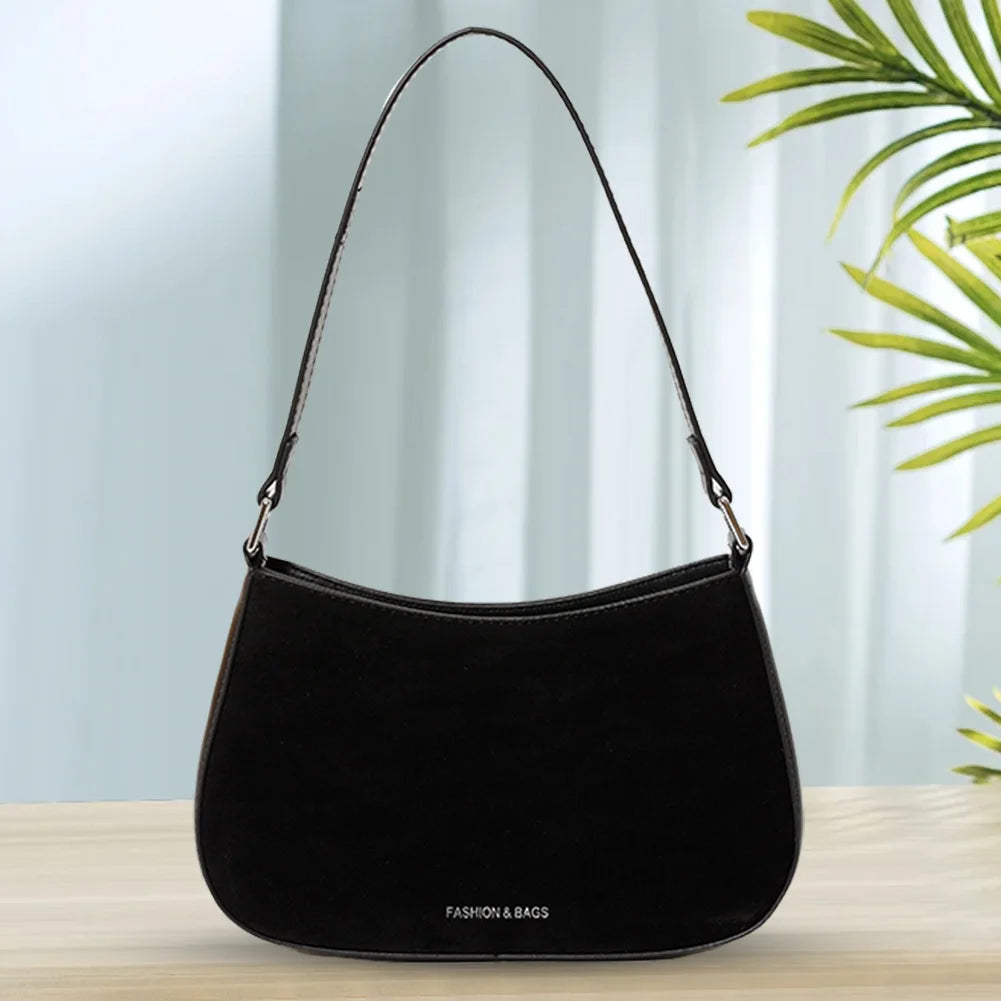 Women Faux Suede Shoulder Bag Elegant Purse For Everyday