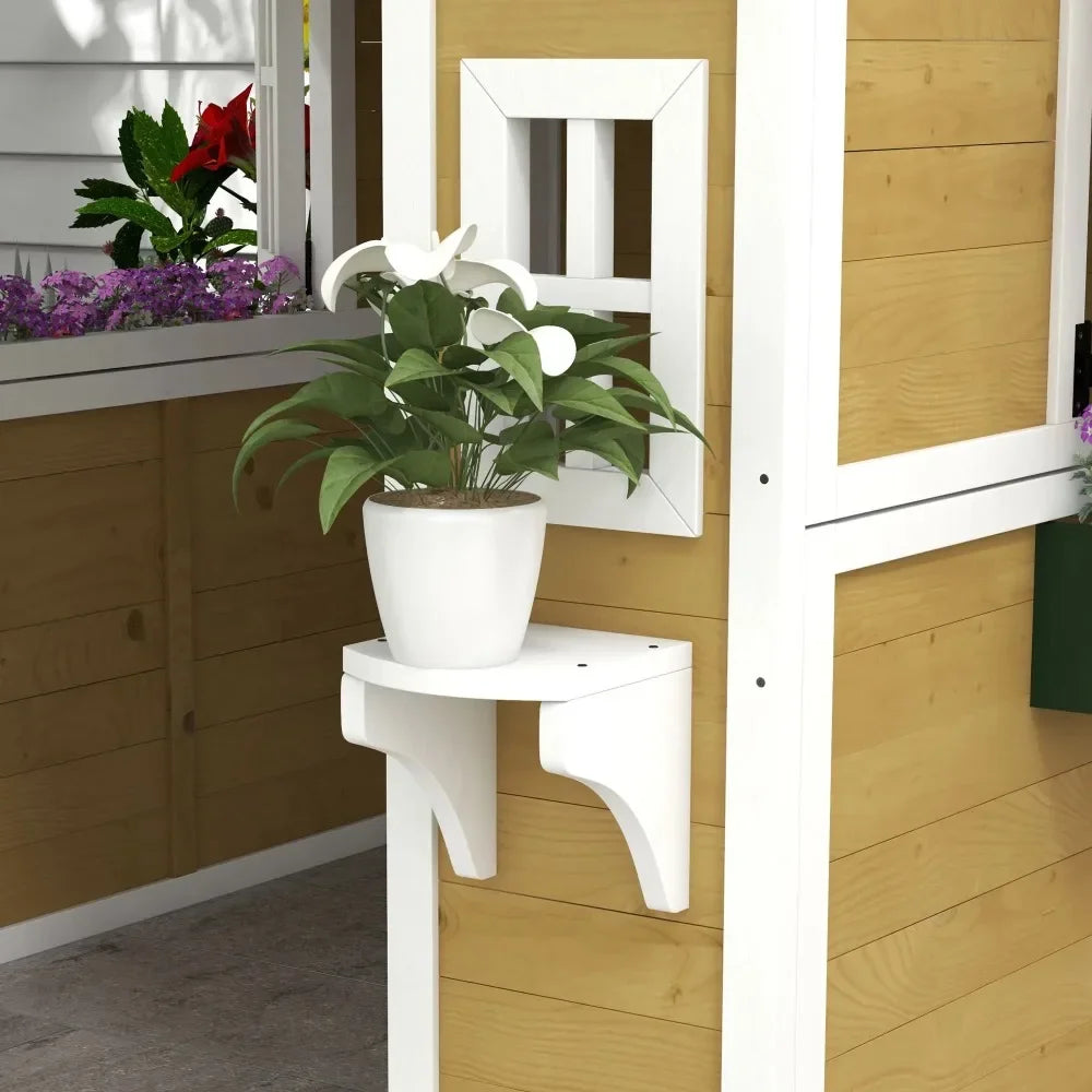 Frame Outdoor Wooden Kids Playhouse With Door And Window