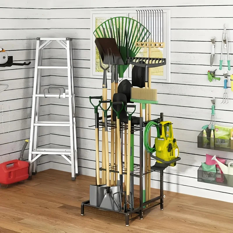 Garden Tool Rack Tower Heavy Duty Steel For Garage Shed