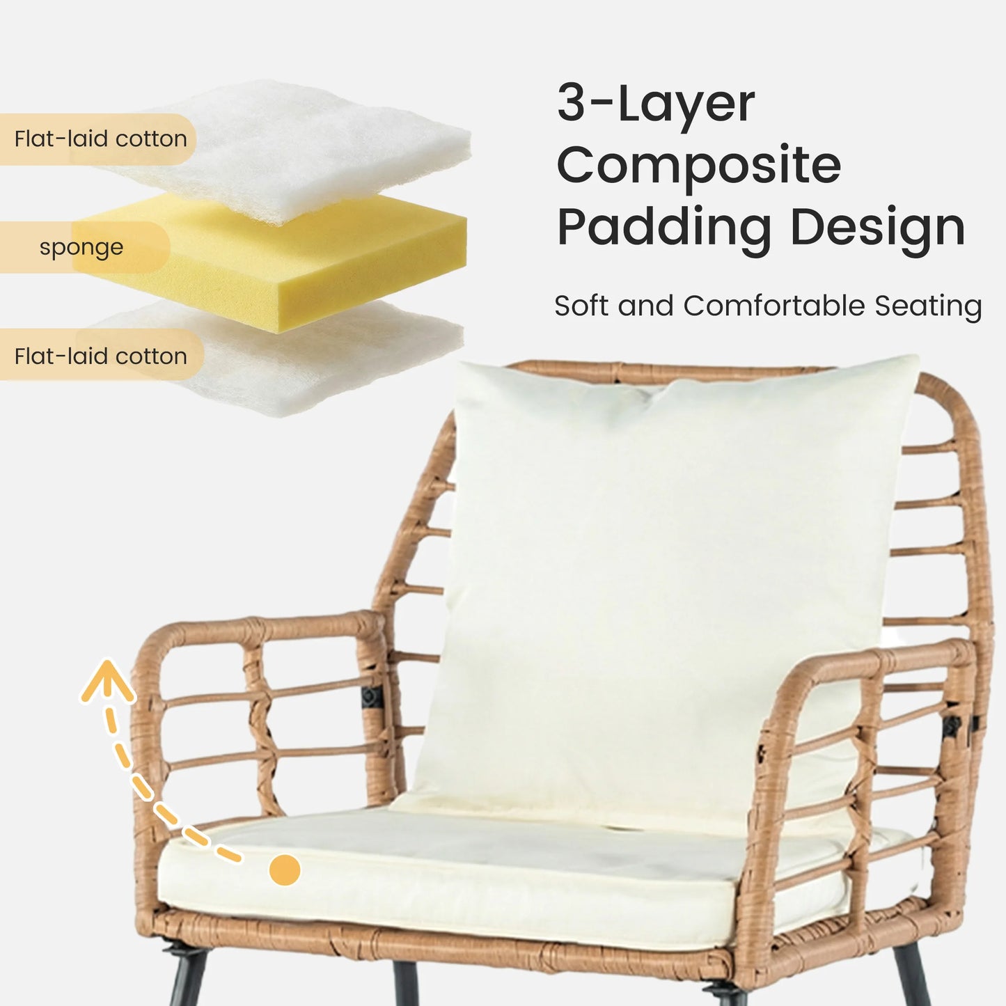 JHK Outdoor Wicker Patio Furniture Set With Glass Table